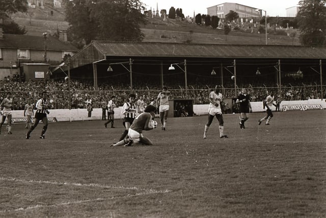 Action from Derry City's friendly with Arsenal in 1987.