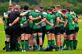 City of Derry Head coach Richard McCarter speaking to his players.  Photo: George Sweeney.  DER2234GS –