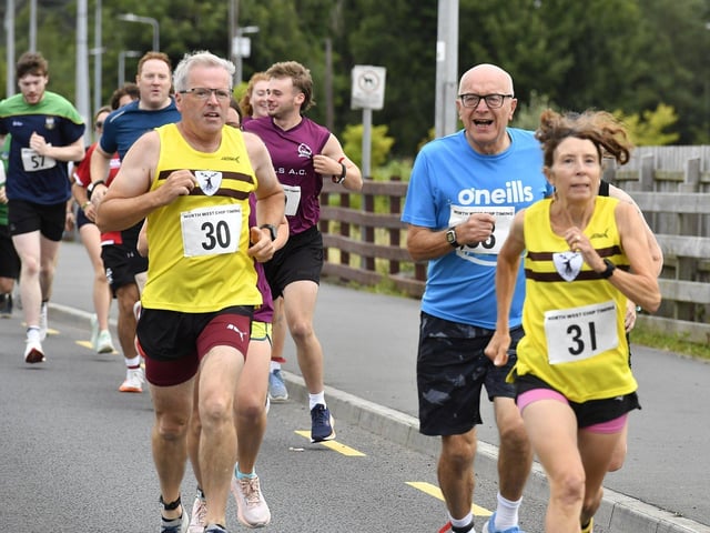 Competitors taking part in the Muff Feile 5km run on Saturday morning. Photo: George Sweeney
