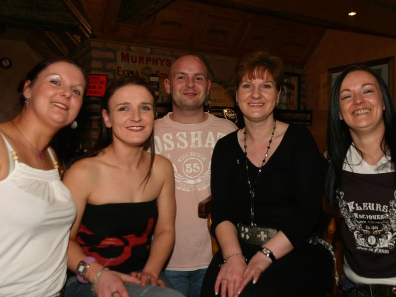 Birthday Girl Donna with left to right sister Tina, Donna brother Seamus, mum Eileen and Sister Lynnette enjoying the party in the Don Bar. 704 dd : .