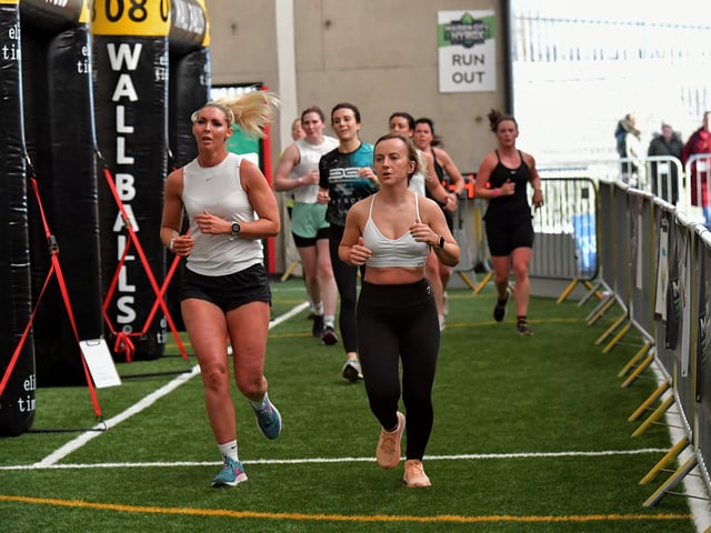 Competitors in the Maiden City Hyrox 3.0 Fitness Challenge held at Sean Dolans GAC on Saturday. Photograph: George Sweeney