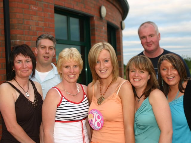 Debbie Kelly enjoying her 18th party in Pitchers with left to right Carmel Michael Angela Debbie Sharon Alan and Louise 7167dd : Parties and celebrations in Derry back in July 2005: Debbie Kelly.
