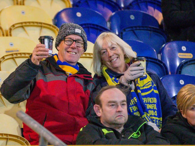 Stags fans at the One Call Stadium for the match against Colchester Utd.