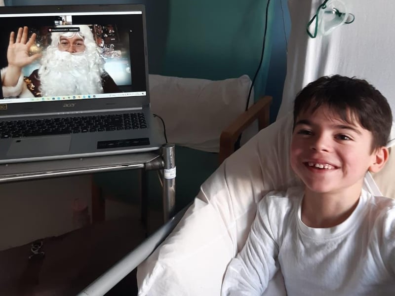 Shea O'Brien talking to Santa on Skype