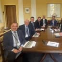 Transport minister Darragh O'Brien at a meeting with the Managing Director of City of Derry Airport Steve Frazer and senor council officials from Derry and Donegal.