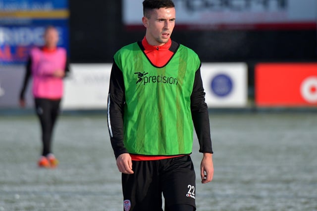 Derry City’s Jordan McEneff training at the Brandywell Stadium on Monday afternoon. Picture: George Sweeney. DER2304GS – 13