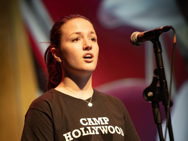 Clara Mullan singing ‘For Good’ from Wicked during the Foyle School of Speech and Drama's Camp Hollywood Show at the Millennium Forum on Friday. (Photos: Jim McCafferty Photography)