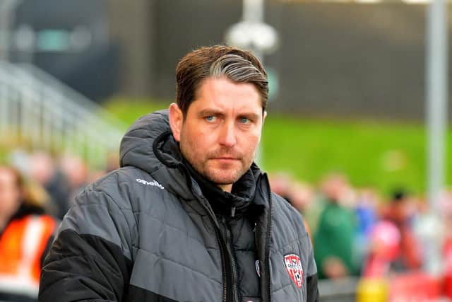 Derry City manager Ruaidhri Higgins. Photograph: George Sweeney. DER2219GS – 017