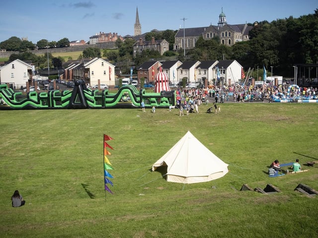 The fantastic turnout for Friday's Feile Mega Fun Day at the Gasyard. (Photos: Jim McCafferty Photography) : .
