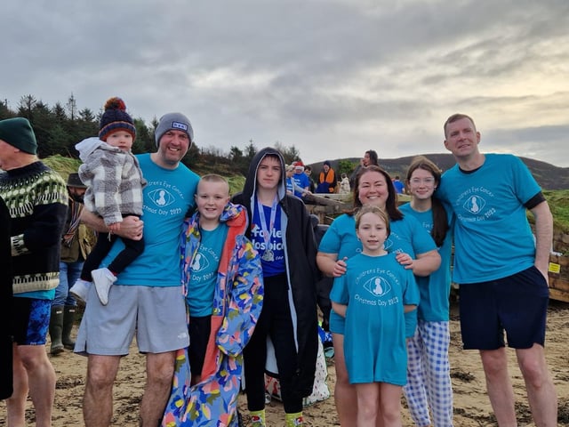 Fundraising families the Nicell, McAdams and Boyles (who ran all the way from Derry).
