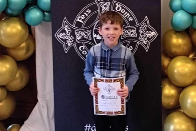 Liam McLaughlin, age 6 a pupil of Réalta Academy of Speech and Performance and Scoil Cholmcille, Glengad pictured at the Derry Feis. Liam won highly commended certificates in both the P2 Irish verse and the English verse age 5-6 years.
