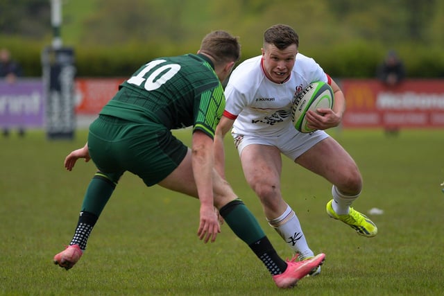 Sean Dillon of Ulster is tackled by Shane Purcell of Connacht. Photo: George Sweeney