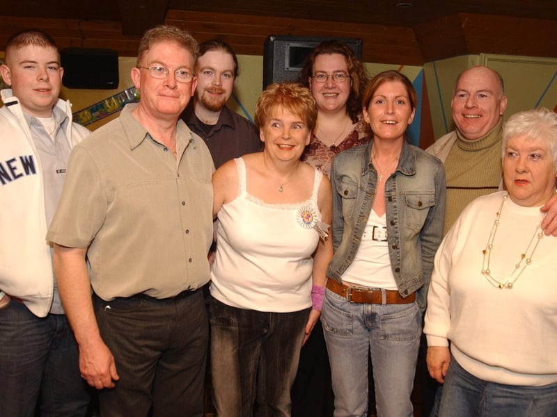 Liz McCauley with her family who celebrated her 50th birthday at the Linen Hall. Included are, Eugene, Marie, Eugene Jr, Michael, Catherine, Hugh and Bridie McCaul.