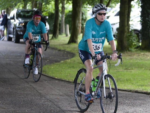 Gabrielle Laidler makes her way on the bike during the second leg of Sunday’s ‘Try-A-Tri.’