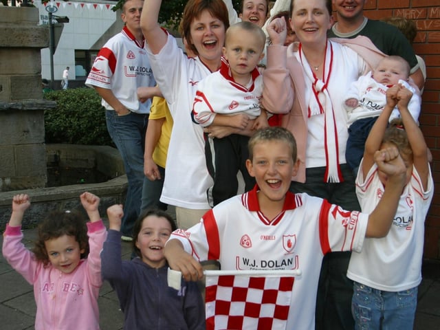 Celebrating Tyrone winning the All-Ireland Senior Football Championship against Armagh in September 2003