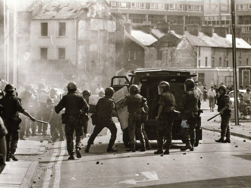 Trouble flares in Derry during the marching season in August 1975.