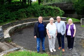 Off the beaten track. . . Enjoying a new woodland walkway in the Waterside area of Derry/Londonderry which was funded by Department for Communities and delivered by the Housing Executive are, left to right, Liam Lynch, Housing Executive Grounds Supervisor, North Region, Sharon Mc Cullagh, Deputy Director, Community Empowerment Division, Department for Communities, Eddie Doherty, Housing Executive West Area Manager and Linda Watson, Manager of Caw Nelson Drive Action Group. The new walkway which cost £28k links the Crescent Link to Kilfennan Country Park.