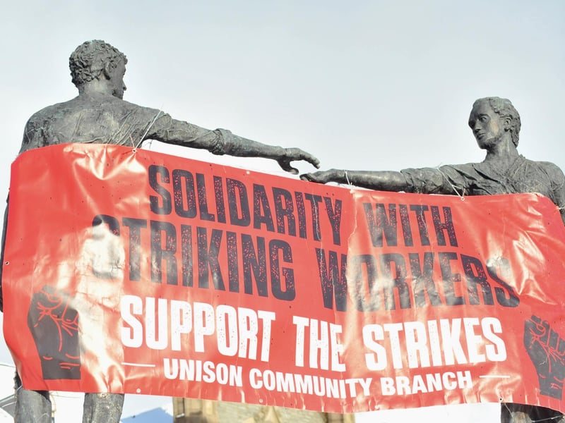Striking public sector workers in Derry.