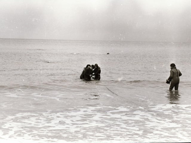 November 1975: Derry Sub Aqua Club members recover a cannon from La Trinidad Valencera four years on from discovering the 1588 Spanish Armada wreck off Kinnego Bay in Inishowen, Donegal.