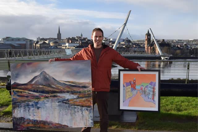 Artist Adrian Margey photographed ahead of his Exhibition at The Ebrington Hotel (PB).