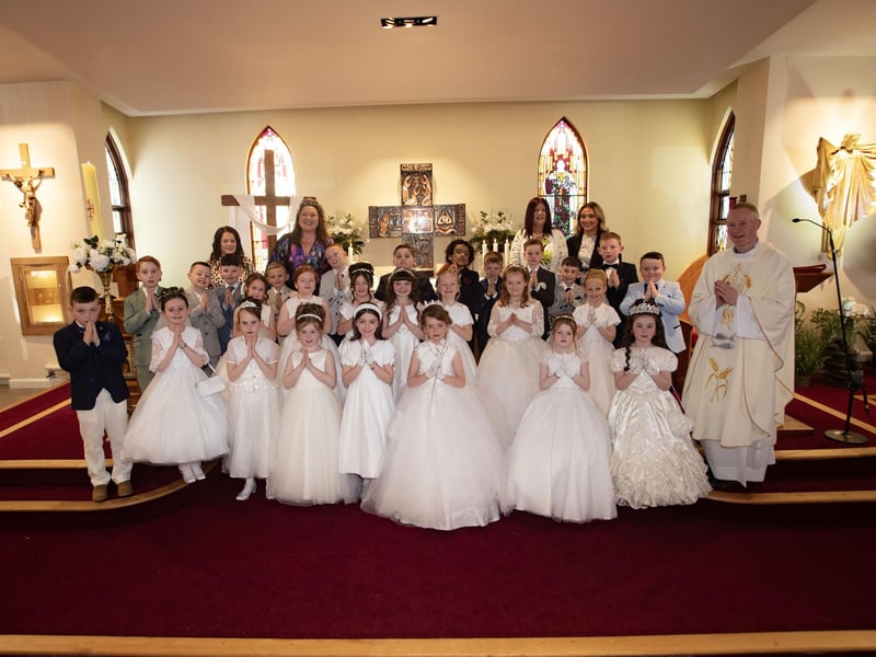 Children from St. Paul's Primary School who received the Sacrament of First Holy Communion from Fr. Sean O'Donnell at St. Joseph's Church, Galliagh. (Photo: Jim McCafferty Photography)