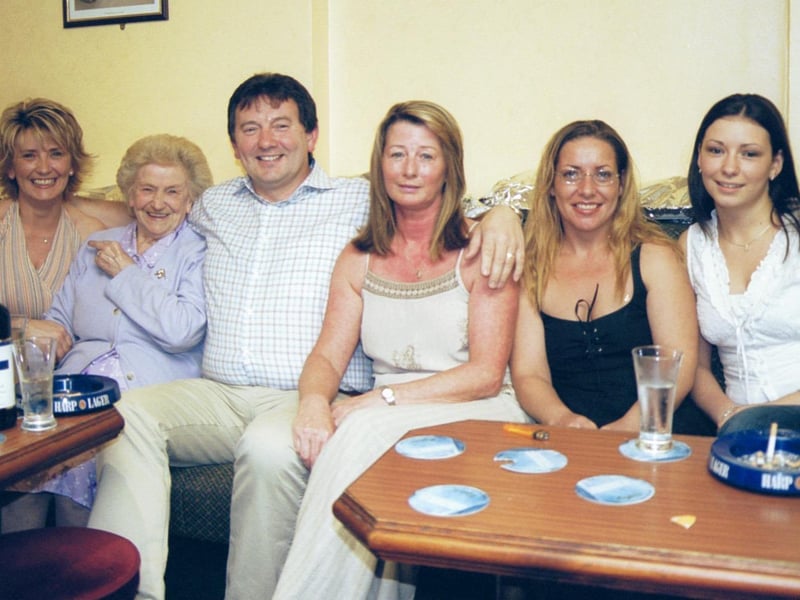 Included among the McCallion clan enjoying the Cursillo 'Back to Back' night in the PO Club were L/R:- Pauline, Mary, Patsy, Isobel, Margo and Lucia. 100703HG2 :Pictures of birthdays, fundraisers and pub outings in July 2003