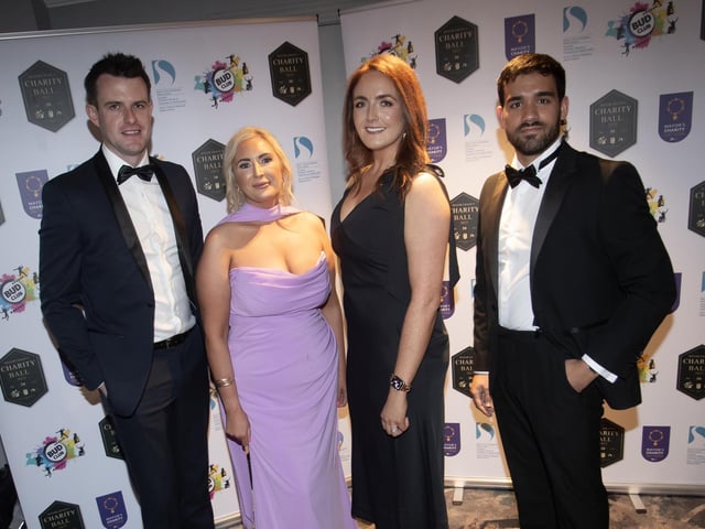 Pictured at the Mayor's Ball on Friday night are Sarah McBrearty, Karen Diamond, Ferrgan Irlandis and Patrick McIlroy, from Ernst and Young.