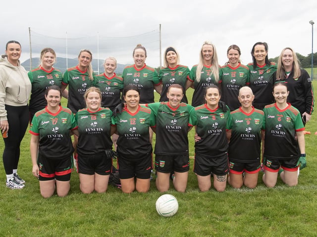 The Slaughtmanus Ladies pictured before Saturday's Ulster Ladies Blitz at Beart GAC.