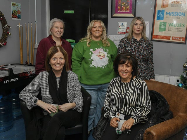 Sara Lyndsey, Oonagh Harkin, Chloe Denny, Elaine Guckian and Liadhan McCourt were at the Depaul Foyle Haven Coffee Morning on Friday morning. The event was held to raise awareness of Depaul’s Home for Christmas campaign and Homeless Awareness Week. Photo: George Sweeney