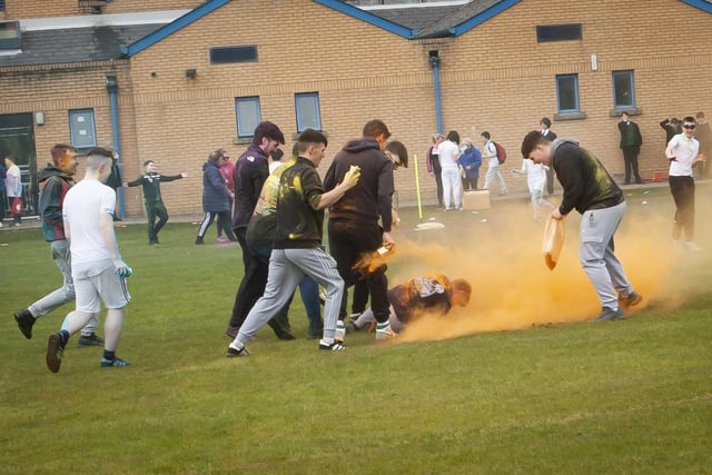 Some of the senior pupils having fun at the Colour Run.