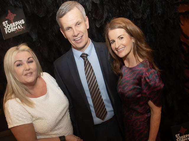 Mrs. Ciara Deane, Principal, St. Joseph's Boys School, pictured with senior staff at Friday night's School Formal in the City Hotel, Derry.