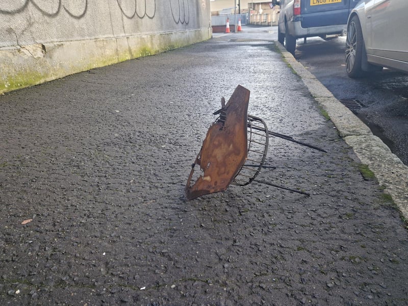 Part of a chimney blown onto Phillip Street.