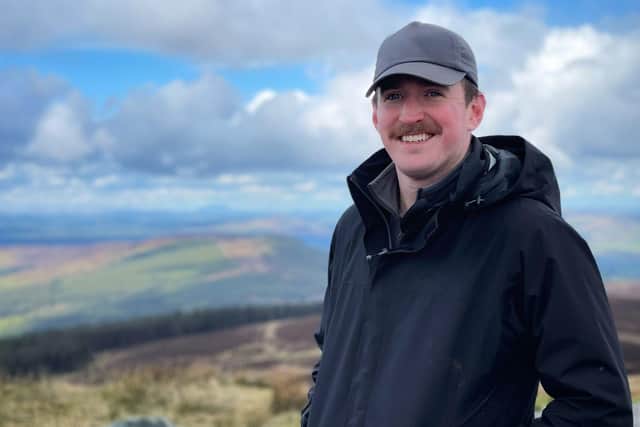Peatland Officer Rory at Mullaghcarn in the Sperrin Mountains