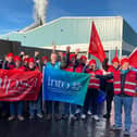 NIPSA workers on the picket line in Lisahally on Thursday morning.