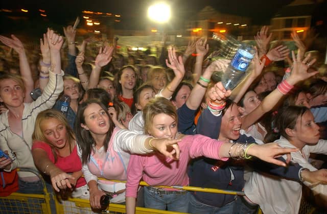 Blazin' Squad playing at Derry Féile in August 2003.