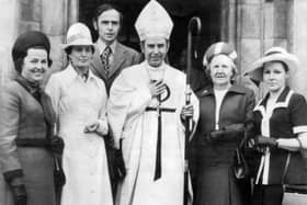 Bishop Edward Daly with members of his family following his ordination in St. Eugene's Cathedral on Sunday, March 31, 1974. From left - Mrs. Marion Ferguson, Belcoo, Mrs. Dympna Gallagher, Mountcharles, Mr. Tom Daly, Mrs. Susan Daly, Belleek and Mrs. Anne Gibson, Lisnaskea.