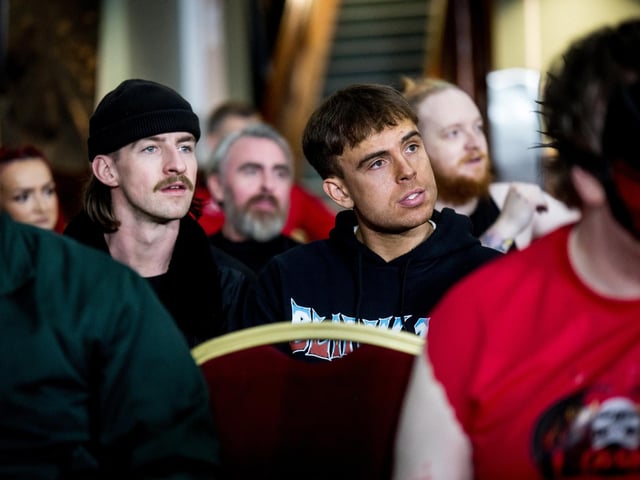 Watching the action at the Brawl in the Hall.