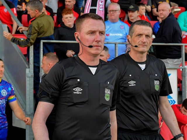 Damien McGraith refereed Derry City’s goalless against Bohemian on Friday evening. Photo: George Sweeney. DER2322GS – 150