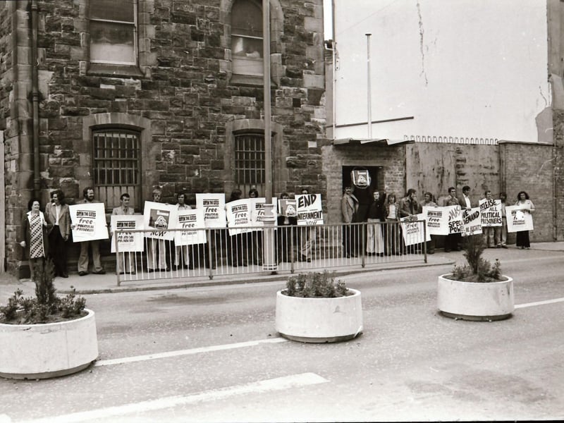 Pictured are people taking part in anti-internment demonstrations across Derry in August 1975 on the anniversary of the introduction of internment without trial in the north of Ireland four years earlier on August 9, 1971. Photos: Derry Journal.