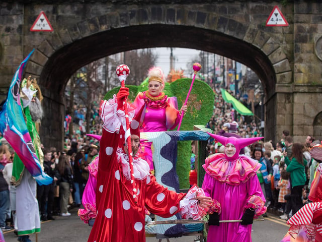 Thousands of people flocked to see Derry City and Strabane District Council’s “Out of the Darkness Into the Light” themed St. Patrick’s Day Spring Carnival in Derry on Sunday. The event spanned the city centre with magic shows, traditional musicians performing and the highlight of the day, the carnival parade along Shipquay Street. Picture Martin McKeown. 17.03.24