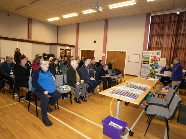 Group pictured at the Strathfoyle Village Plan launch in the Strathfoyle Teachers Training Centre on Thursday morning.
