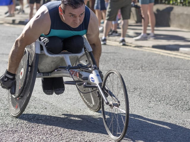 Setting off on the wheelchair race at the Strabane Lifford Half Marathon.