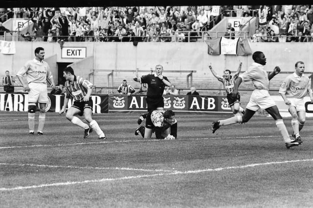 Peter Hutton wheels away in delight after scoring the opening goal.