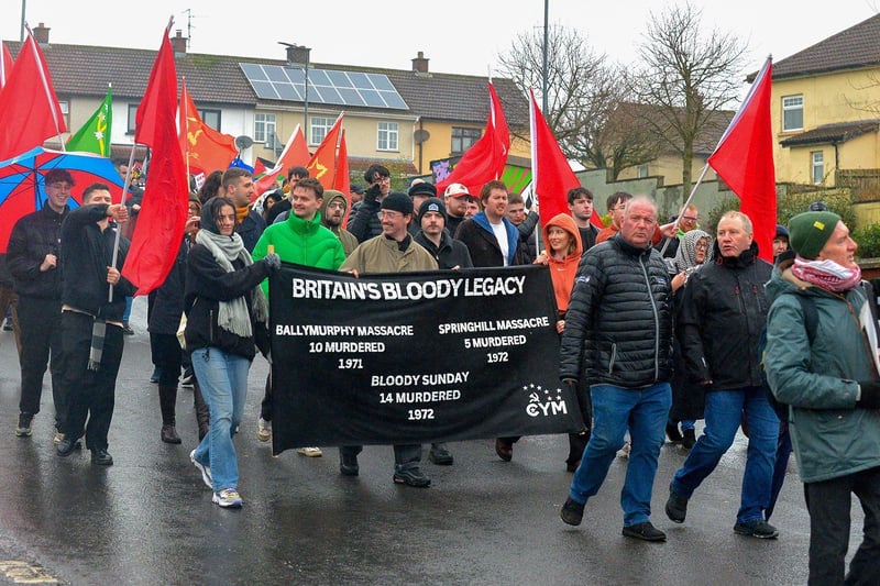 The Bloody Sunday 51 commemoration march moves along Rathlin Drive on Sunday afternoon. Photo: George Sweeney. DER2306GS – 27