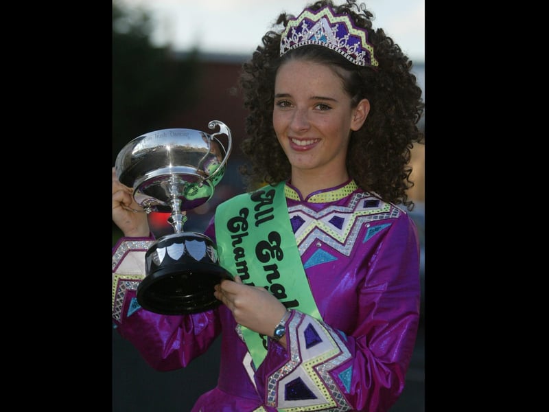 Arlene McLaughlin of Springvale Park, Derry, winner of the All England under 15 Chamionship which was held in London recently.  Arlene is a pupil of the Mary McLaughlin School of Dance.  (21410JB110):These Irish Dancing champions were featured in the 'Journal' in 2003 marking their achievements.