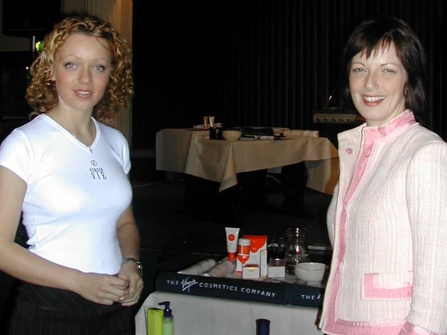 Nicola McClelland (Virgin Vie manager) and Anne Moore (consultant) pictured at the party in aid of the Foyle Hospice.