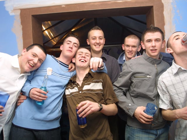 Christopher Caldwell, Conor McLaughlin, Kevin Duffy, Aidan Doherty, Darren Baker, Richard Gallagher, and Marty Loughrey enjoying the craic.