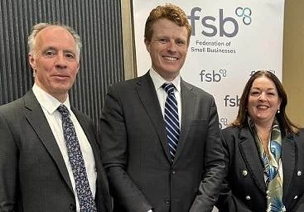 Roger Pollen, (left) Head of FSB NI pictured recently with Joe Kennedy III, US Special Envoy to NI for Economic Affairs; and Tina McKenzie, FSB UK Policy and Advocacy Chair