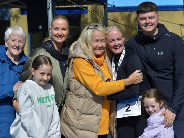 Liam Ball’s daughter Leanne (second from right) with family members. Photo: George Sweeney