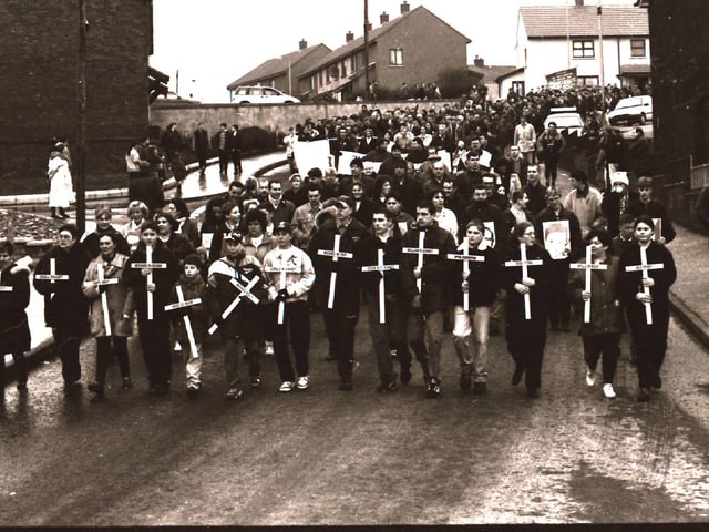 Scenes from the Bloody Sunday commemorative events in Derry in January 1996.